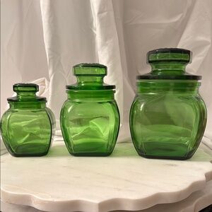 Set of 3 Vintage Apothecary Jars / Canisters